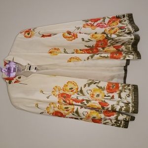 Coldwater Creek lined, poppy floral linen blazer, size 1X, fits more like an XL.
